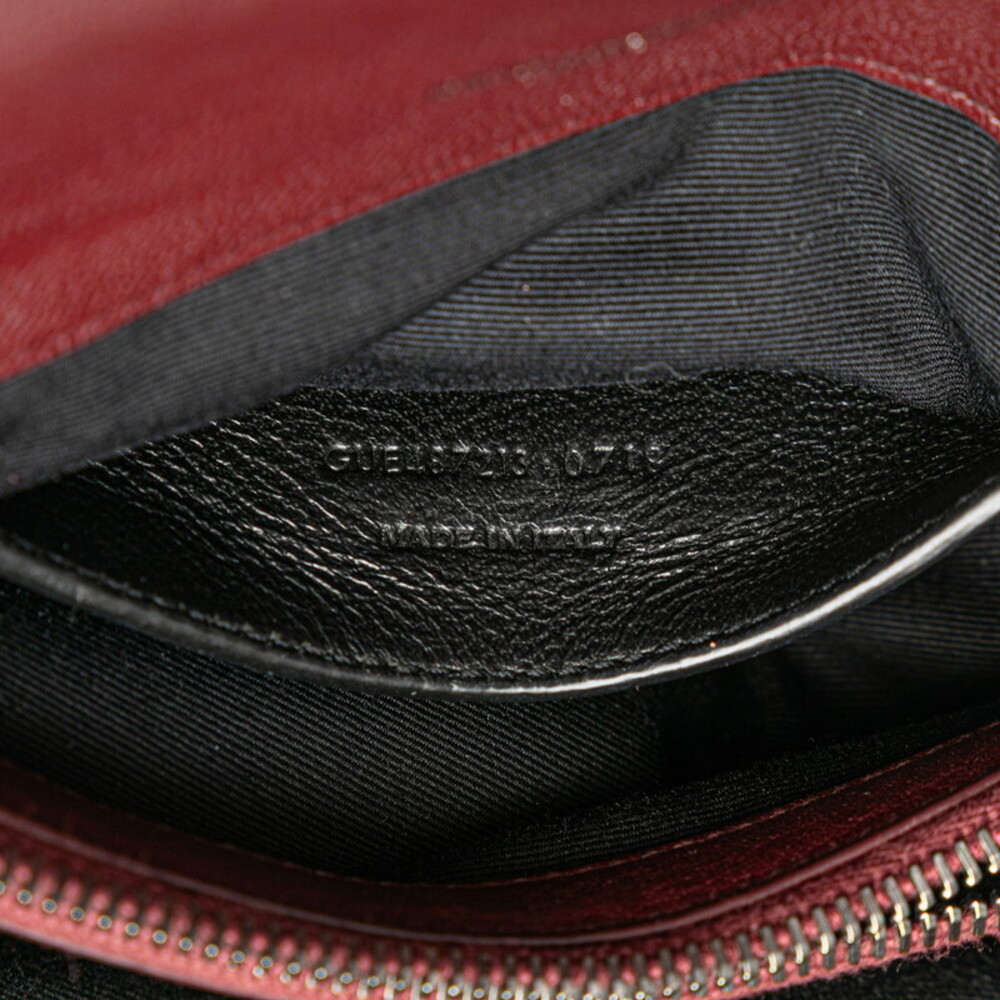Saint Laurent YSL logo college bag handbag shoulder Wine Red red silver leather - Picture 8 of 9